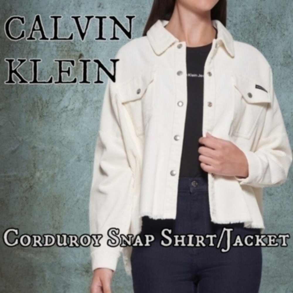 CALVIN KLEIN JEANS Thick Long Sleeve Raw Hem Corduroy Snap Shirt/Shacket/NWT